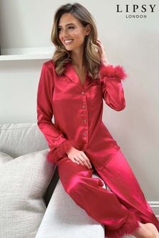 Красный - Lipsy Атлас пижама с перьями (Q22118) | €52