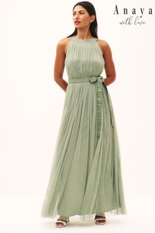 Anaya With Love Sage Green Petite Halter Neck Maxi Dress (Q22268) | €61
