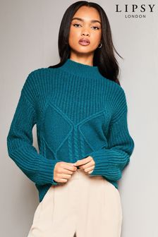 Lipsy Cosy High Neck Rib Cable Knitted Jumper