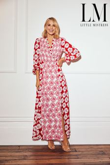 Little Mistress Multi Floral Print Shirred Mock Wrap Maxi Dress (Q22733) | €44