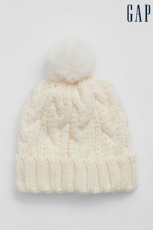 Gap White Toddlers Cable-Knit Pom Beanie (Q23128) | €7