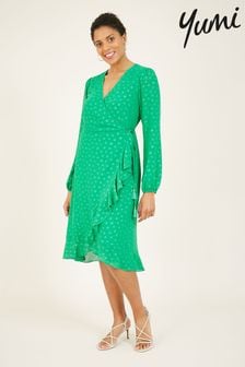 Yumi Green Spotted Wrap Dress (Q23317) | €29