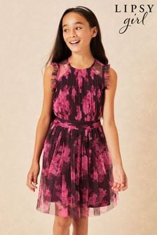 Lipsy Red Print Tulle Occasion Dress (Q23405) | INR 5,292 - INR 5,954