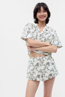 Bela - Gap kratke hlače pižame iz poplina z naborki (Q23420) | €29