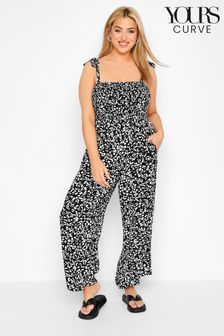 Yours Black Markings Print Shirred Jumpsuit (Q23477) | €19