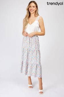 Trendyol White Mutli Floral Midi Slip Skirt (Q23576) | €20.50