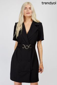 Trendyol Black Blazer Dress With Belt Detail (Q23578) | $106