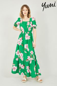 Yumi Green Oversized Floral Print Gypsy Maxi Dress (Q23683) | €31