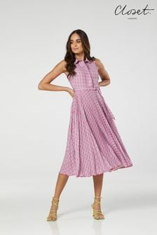 Closet Pink London Pleated Shirt Dress (Q23818) | ₪ 512