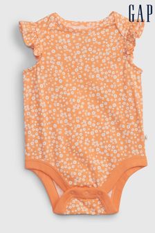 Gap Orange Floral Organic Cotton Mix & Match Flutter Graphic Bodysuit (Q23993) | €3.50