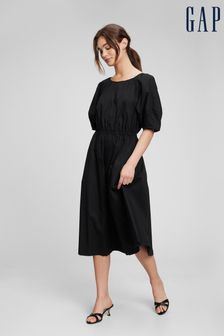 Gap Black Puff Sleeve Keyhole Midi Dress (Q24031) | 57 €