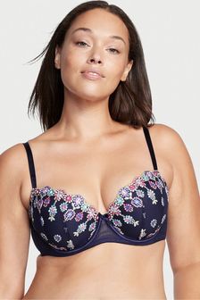 Victoria's Secret Noir Navy Embroidery Blue Embroidered Lightly Lined Demi Bra (Q24548) | €81