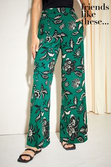 Friends Like These Green Wide Leg Pull On Trousers (Q24633) | R704
