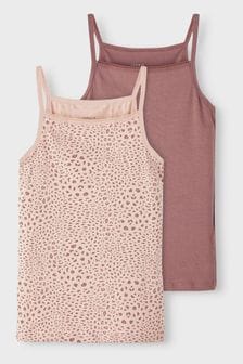 Name It Pink Organic Cotton 2 Pack Strappy Vests (Q24791) | €13