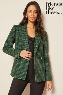 Friends Like These Green Boucle Military Blazer (Q24797) | €36