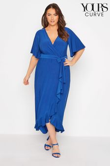 Yours Curve Blue London Ruffle Wrap Maxi Dress (Q25042) | €23