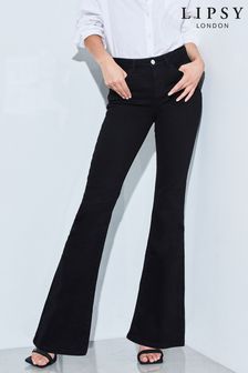 Lipsy Black Petite Mid Rise Flare Jeans (Q25324) | kr568