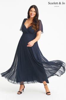Scarlett & Jo Navy Kemi Print Maxi Bolero Wrap Bodice Dress (Q25505) | ₪ 419