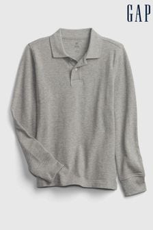 Gap Grey Organic Cotton Uniform Long Sleeve Polo Shirt (Q25819) | €15.50