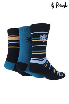 Pringle Blue 3 Pack Fashion Multi Stripe Socks (Q25872) | 15 €