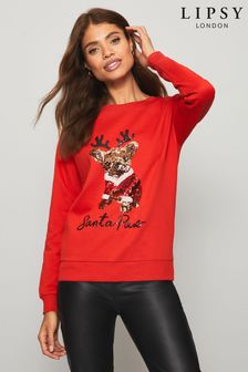 Red Santa Paws - Lipsy - Kerstsweatshirt (Q25923) | €28