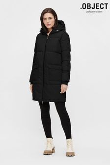 OBJECT Black Padded Longline Coat With Pockets (Q25999) | €48