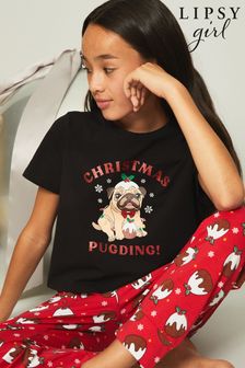 Lipsy Red Christmas Short Sleeve Pyjama Set (Q26010) | €20 - €27