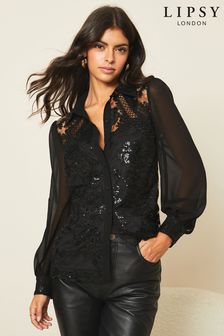 Lipsy Black Sequin Shirt (Q26063) | €22