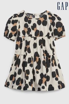 Gap Leopard Print Leopard Print Short Sleeve Round Neck Tiered Dress (Q26397) | €22