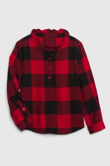Gap Red & Black Check Ruffle Neck Long Sleeve Shirt (Q26407) | €11.50