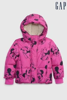Gap Pink Disney Water Resistant Sherpa Lined Recycled Puffer Jacket (Q26416) | €34
