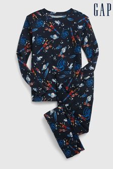 Gap Blue Organic Cotton Space Print Long Sleeve Pyjama Set (Q26533) | €22.50