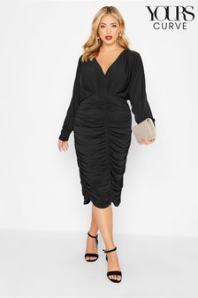 Yours Curve Purple London Cape Sleeve Ruched Body Con Dress (Q26651) | €22.50
