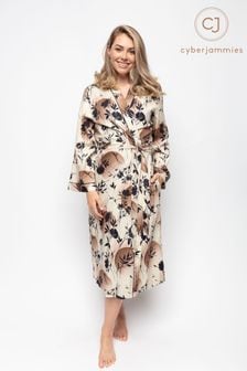 Cyberjammies Cream Alisha Moon Print Long Robe Dressing Gown (Q26724) | €24