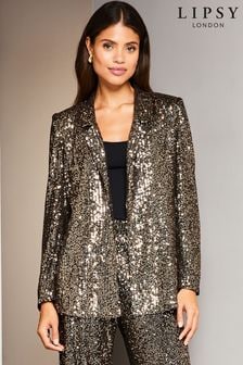 Lipsy Bronze Sequin Relaxed Longline Tailored Blazer (Q26854) | INR 6,934