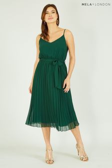 Mela Green Pleated Strappy Midi Dress (Q26968) | €30