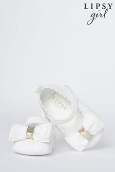 Lipsy White Velcro Bow Mary Jane Ballerina Occasion Shoe - Baby (Q27137) | €23