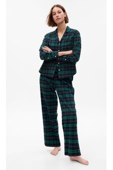 Gap Green & Blue Check Family Christmas  Long Sleeve Pyjama Shirt & Bottoms (Q27276) | €29
