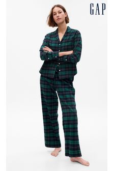 Gap Green & Blue Check Family Christmas  Long Sleeve Pyjama Shirt & Bottoms (Q27276) | €29