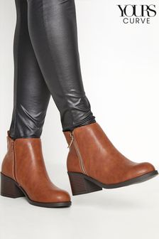 Yours Curve Brown Extra-Wide Fit Block Heel Zip Boot (Q27436) | 58 €