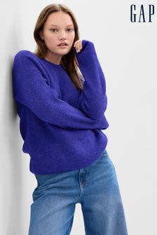 Modra - Gap rebrast pulover z dolgimi rokavi in okroglim ovratnikom Forever Cosy (Q27541) | €46