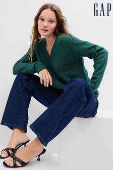 Grün - Gap Forever Kuscheliger langärmeliger Pullover mit V-Ausschnitt (Q27542) | 54 €