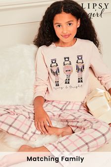 Lipsy Pink Christmas Jersey Check Pyjamas (2-16yrs) (Q27814) | €12.50 - €17