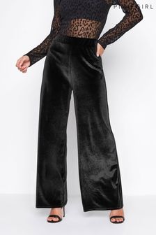 PixieGirl Petite Black Velour Wide Leg Trouser (Q28210) | €29