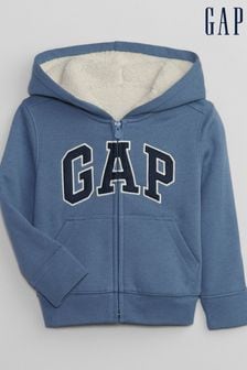 Blue - Gap Logo Sherpa Zip Long Sleeve Hoodie (12mths-5yrs) (Q28335) | kr550