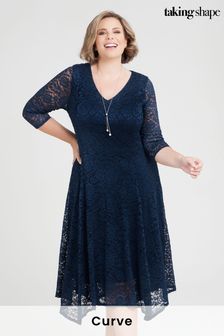Taking Shape Blue Curve Odette Lace Cocktail Dress (Q28416) | $206