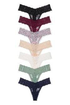 Victoria's Secret Black/Red/Pink/Nude/White/Green/Blue Thong Knickers Multipack (Q28785) | kr454