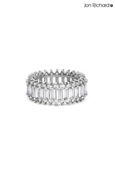 Jon Richard Silver Plated Crystal Cubic Zirconia Baguette Framed Band Ring (Q28828) | €34