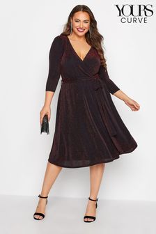 Yours Curve Red London Party Wrap Dress (Q28904) | €38