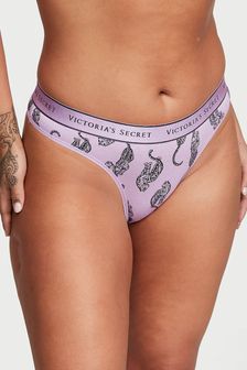 Victoria's Secret Unicorn Purple Spotted Leo Thong Logo Knickers (Q29364) | €12
